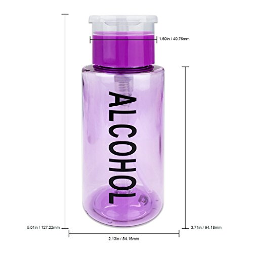 7oz Purple Push Down Pump Dispenser Empty Refillerble Bottle with Flip Top Cap - for Nail Polish, Travel, Cosmetics Packaging - color: Purple (Alcohol), size: 7 Ounce - 1 Bottle