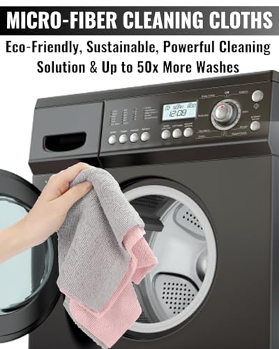 10 Pack All Purpose Microfiber Cleaning Cloth - Pink Cleaning Rags, Terry Cleaning Paper Towels - Commercial Grade, Lint Free, Highly Absorbent - 12x12 inch (Pink) - color: Pink