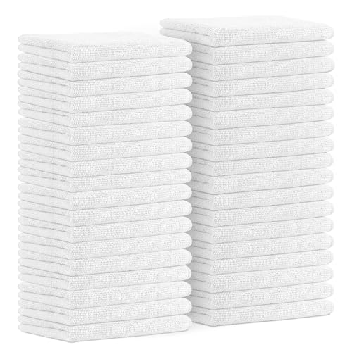 Avalon Towels Microfiber Cleaning Cloths (Value Pack of 36) - Size 16 x 16 Inches, Highly Absorbent Cleaning Rags, Lint Free, Reusable and Washable, Microfiber Towels for Cars - color: White, size: Pack of 36 - 16x16 Inches