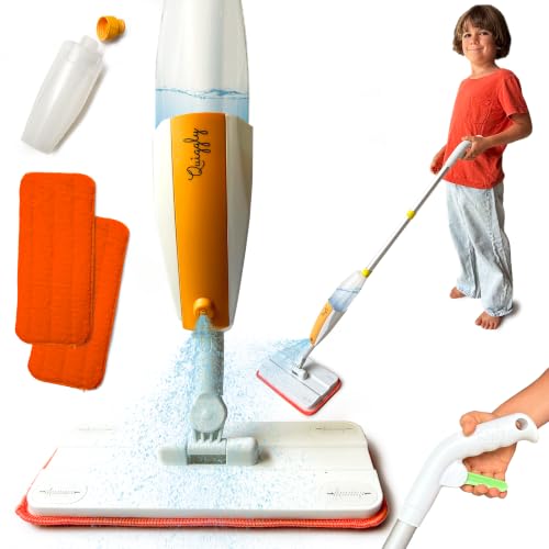 Quiggly Big Kid Toy Spray Mop - Montessori Real Water Sprayer, Ages 5-8 | One-hand squeeze & spray, make pretend cleaning chores functional - size: Big Kid, style: Spray Mop