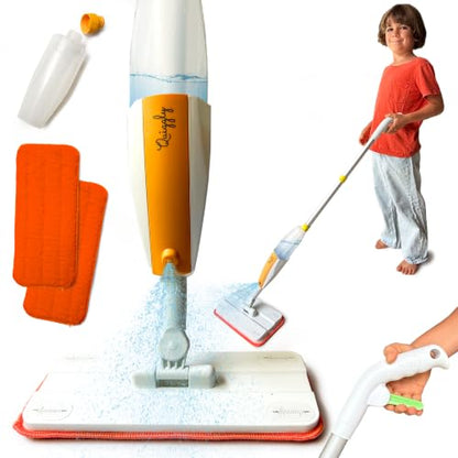 Quiggly Big Kid Toy Spray Mop - Montessori Real Water Sprayer, Ages 5-8 | One-hand squeeze & spray, make pretend cleaning chores functional - size: Big Kid, style: Spray Mop