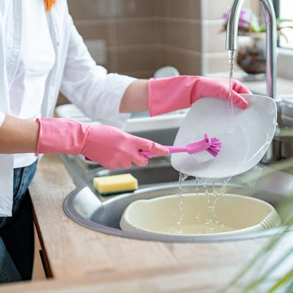 uxcell Rubber Cleaning Gloves, Reusable Household Dishwashing Long Rubber Gloves - color: Grey, size: Large