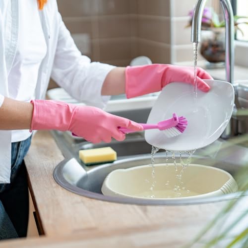 uxcell Rubber Cleaning Gloves, Reusable Household Dishwashing Long Rubber Gloves - color: Dark Green, size: Medium