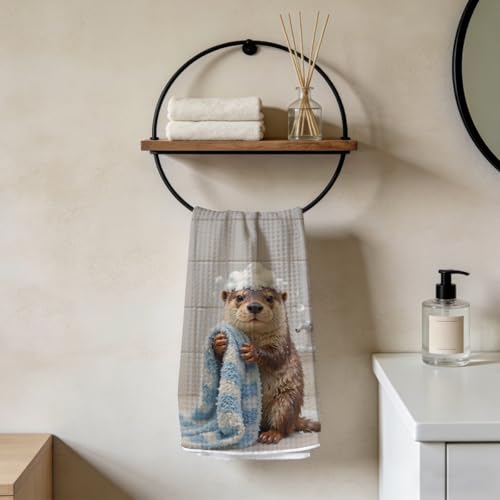 Adorable Otter Hand Towels for Bathroom, Quick Dry Microfiber Cloth Kitchen Towels, Otter Lover Gifts for Women Men, Bathing Decorative Bathroom Hand Towel for Washroom Toilet Restroom 1 - color: Lm 2414
