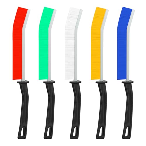 5 PCS Cleaning Gap Brush Set Narrow Crevice Scrub Brush with Stiff Bristles Handle Detail Cleaning Brushes for Home,Multicolour - color: White,yellow,red,green,blue