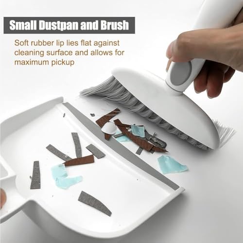 Dust pan, Mini Dustpan and Brush Set, Small Broom and Dustpan Set, Small Hand Broom and dust pan Set, Whisk Broom, Dust pan and Brush for Desk, Table, Home, Kitchen Necessities (Gray 3 pcs) - size: 3pcs