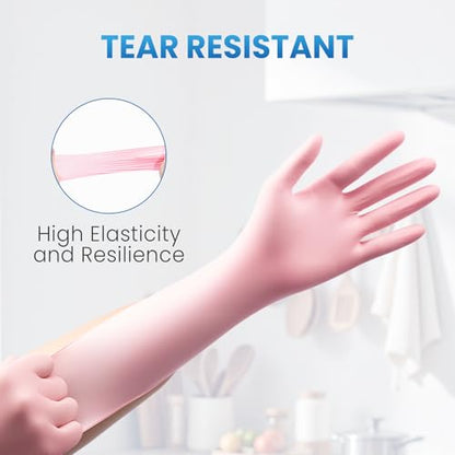 Borje Pink Nitrile Gloves, 100 Count Disposable Gloves, Large, Latex & Powder-Free, Food Safe, Cleaning, Esthetician, Cooking - size: Large, style: Pink of 100