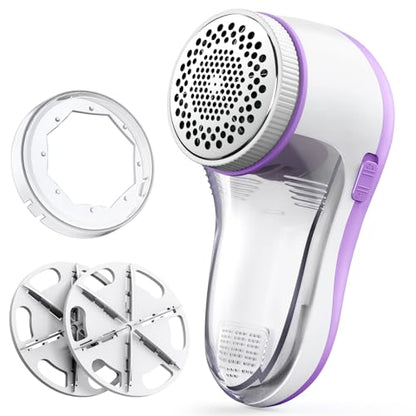 POPCHOSE Fabric Shaver, Lint Remover for Clothes, Electric Lint Shaver with 6-Leaf Blades, Sweater Shavers to Remove Pilling for Clothing, Couch, Furniture, Fuzz, Lint Ball, Bobbles, Violet Purple - color: Violet Purple