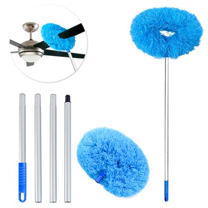 Ceiling Fan Duster Retractable Ceiling Cleaner Reusable Microfiber Ceiling Fan Blade Cleaner Duster with Extension Pole 13 to 50 inch for Furniture Bookshelves Wall Door Blue - style: 1PC Ceiling Fan Duster Kit Blue