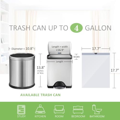 4 Gallon 140 Counts Strong Drawstring Trash Bags Garbage Bags by Teivio, Bathroom Trash Can Bin Liners, Small Plastic Bags for home office kitchen, White - style: 4Gal-White-140pcs-Drawstring