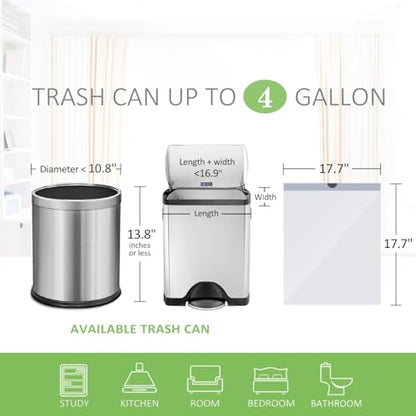 4 Gallon 140 Counts Strong Drawstring Trash Bags Garbage Bags by Teivio, Bathroom Trash Can Bin Liners, Small Plastic Bags for home office kitchen, White - style: 4Gal-White-140pcs-Drawstring
