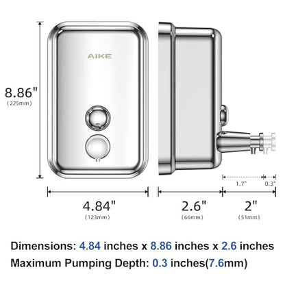 AIKE Polished Stainless Steel Wall Mount Pump Soap Dispenser Polished 34 fl.oz. AK1001 - size: 34 fl.oz.