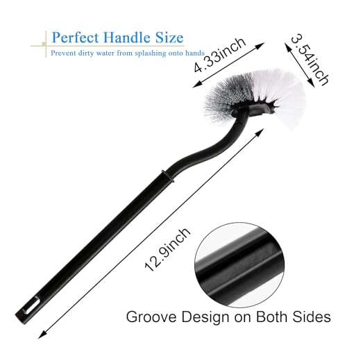 2 Pack Curved Toilet Bowl Brush Without Holder for Bathroom, Compact Toilet Brush Durable Under The Rim Household Deep Cleaning Brushes (Black Toilet Brush Without Holder) - color: Black Toilet Brush Without Holder