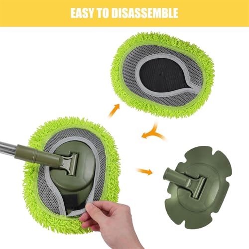Microfiber Mop Refill for HoMerit Wall Cleaner, 2 Pack Reusable Washable Washer Pads, Dust Cleaning Walls, Ceilings, Windows, Baseboard, Dry Dust/Wet Wash Pad, Green-2