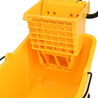 Nightcore Commercial Mop Bucket and Side Press Cleaning Wringer Portable Trolley On Wheels,All-in-one Tandem Floor Cleaning,Wavebrake. Ideal for Household,Commercial (34 Quart) - size: 34 Quart