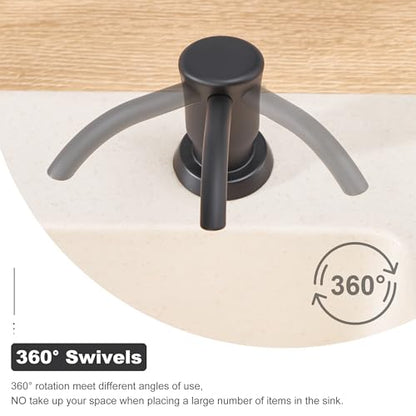 GAGALIFE Built in Sink Soap Dispenser or Lotion Dispenser for Kitchen Sink, Matte Black ABS Pump Head, with 17 Ounce PET Large Soap Bottle - color: Matte Black