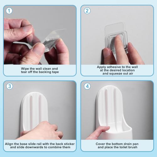 Silicone Toilet Brush and Holder Set, Golf Head Design, Flexible Toilet Bowl Brush Head with Silicone, Long Handle, Wall Mounted with Removable Anti-Leakage Base, Bathroom Deep Cleaning (White) - color: White