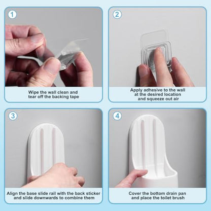 Silicone Toilet Brush and Holder Set, Golf Head Design, Flexible Toilet Bowl Brush Head with Silicone, Long Handle, Wall Mounted with Removable Anti-Leakage Base, Bathroom Deep Cleaning (White) - color: White