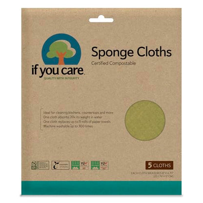 If You Care Sponge Cloths – 5 Count – 100% Natural Cleaning Rags for Kitchen, Bathroom, Home Countertop Surfaces – Absorbent, Reusable, Machine Washable, Compostable - size: 5 Count (Pack of 1)