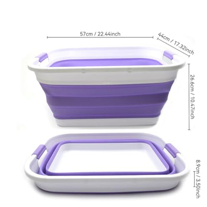 SAMMART 41L (10.8 gallon) Collapsible Plastic Laundry Basket-Foldable Pop Up Storage Container/Organizer-Portable Washing Tub-Space Saving, Water capacity: 32L (8.4 gallon) (Rectangular, Lt. Purple) - color: Lt. Purple