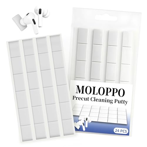 Moloppo 24pcs 0.6" * 0.9" Large Particles Cleaning Putty for AirPods Cleaner Kit – Dust Removal Putty for AirPods Pro, for iPhone Charging Port, Keyboard, Phone, and Electronics, White - color: A-White