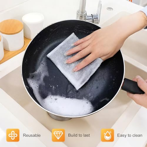 Multipurpose Wire Dishwashing Rag, Non-Scratch Wire Dishcloth for Wet & Dry Use - Reusable Metal Scrubbing Pad for Dishes & Sinks, All-Purpose Kitchen Sponge Cloth (2025 New) (10)