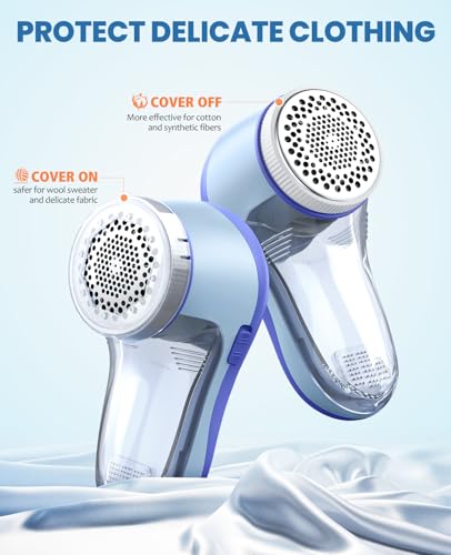 POPCHOSE Fabric Shaver, Lint Remover for Clothes, Electric Lint Shaver with 6-Leaf Blades, Sweater Shavers to Remove Pilling for Clothing, Couch, Furniture, Fuzz, Lint Ball, Bobbles, Bluish-Purple - color: Bluish Purple