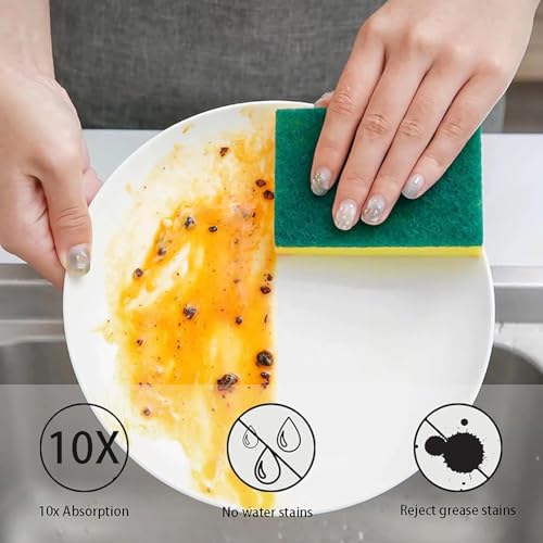 15 Pcs Kitchen Cleaning Sponge, Double Face Non-Scratch Scrub Sponge, Long Lasting, Super Absorbent Cleaning Supplies, for Kitchen Dishes and Cleaning