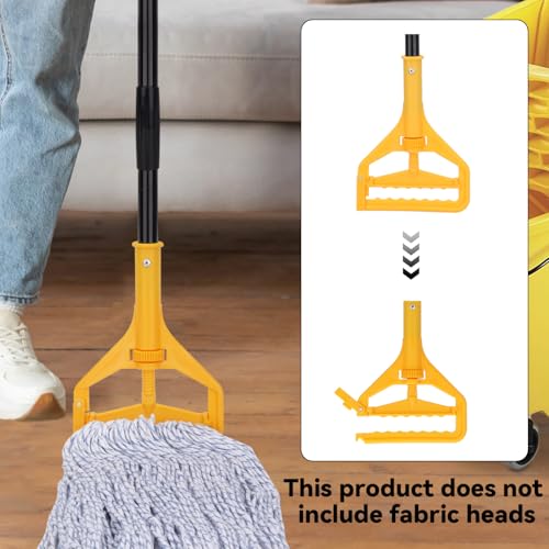 Mop Handle Commercial Heavy Duty - 57 Inch Industrial Metal Mop Stick Replacement for Floor Cleaning - Professional Mops Head Replacement Holder - color: Black 1 - Plastic Clamp
