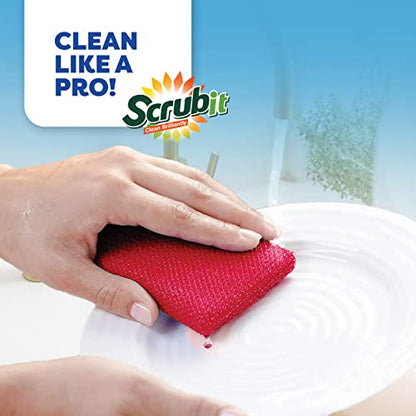 SCRUBIT Multi-Purpose Scouring Pad - Non-Scratch Cleaning Sponges for Pots, Pans, Dishes, Utensils & Non-Stick Cookware - Scrubbing Pads Use for Kitchen, Bathroom - 6 Pack Dish Sponge - (Blue) - color: Blue