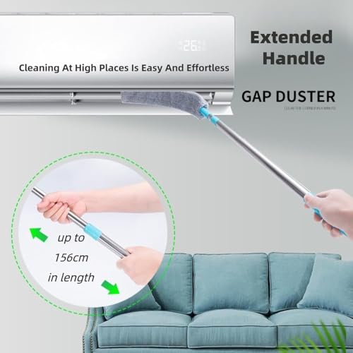 Flat Duster for Household Appliances – Dusting Cloth with Extension Pole, Telescopic Gap Duster, Bendable Dust Mop for Cleaning Under Tight Spaces, 37.4"x2.95"x1.18" (Telescopic 51.18in) - color: Telescopic 51.18in