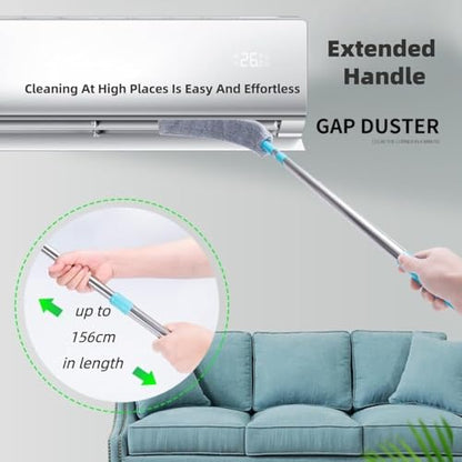 Flat Duster for Household Appliances – Dusting Cloth with Extension Pole, Telescopic Gap Duster, Bendable Dust Mop for Cleaning Under Tight Spaces, 37.4"x2.95"x1.18" (Telescopic 59.06in) - color: Telescopic 59.06in