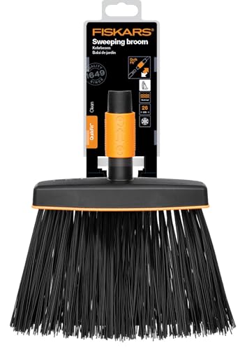 Fiskars QuikFit Sweeping Broom, Broom Head, Width: 26 cm, Synthetic bristles, Black/Orange, 1001415 - style: Broom (26 cm)