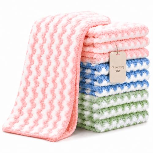 10 Pack Mircofiber Dish Cloths, Upgrade Kitchen Dish Rags, Reusable Cleaning Cloths, Kitchen Washcloths Towels, Lint Free/Absorbent/Nonstick Oil Kitchen Rags, 10''x10'' (Mixcolor) - color: Mixcolor, size: NEW 10 x 10 Inch - 10PCS