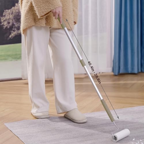 Extra Sticky Large Surface Lint Roller,6.3'' Lint Roller Refills,5 Rolls 450 Sheets,Long Handle Lint Remover,Easily Remove Carpets, Clothes, Couch and Curtains Dust Cat and Dog Hair Removal - size: 5 Large Refills + 450 Sheets