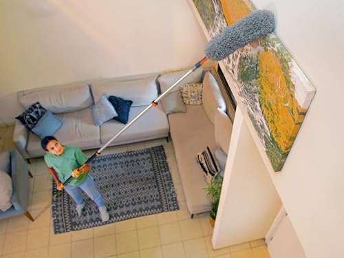 30 Foot High Reach Duster Kit with 5-24 ft Extension Pole // High Ceiling Dusting and Window Cleaning Kit with Telescopic Pole // Window Washer & Squeegee, Cobweb Duster, Fan Blade and Feather Duster - size: 24 feet