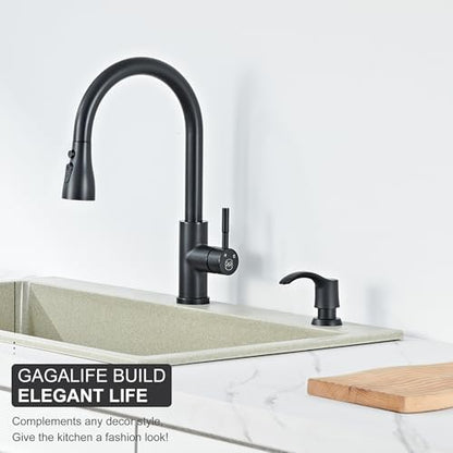 GAGALIFE Kitchen Sink Soap Dispenser - Sink Soap Dispenser Pump with 40" Silicone Soap Dispenser Extension Soap Tube (Matte Black), Say Goodbye to Frequent Refills G080-1B - color: Matte Black, size: with Hose