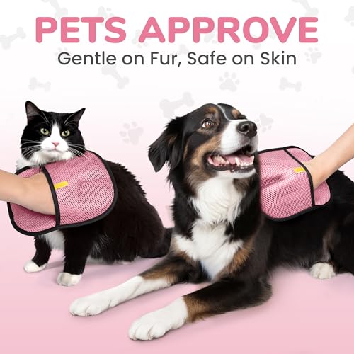 KEYVOZ Pet Hair Removal Glove for Cats and Dogs, Electrostatic Magic Brush Pet Hair Remover for Dog Couch, Available in Blue, Purple, Pink, Brown- Perfect for Pet Owners (Pink) - color: Pink