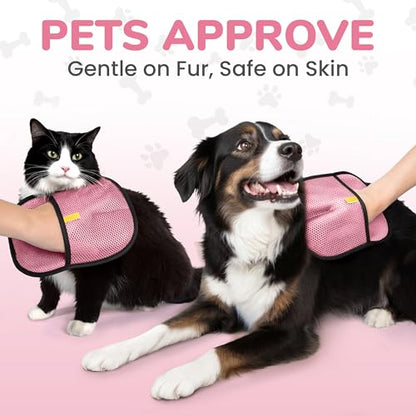 KEYVOZ Pet Hair Removal Glove for Cats and Dogs, Electrostatic Magic Brush Pet Hair Remover for Dog Couch, Available in Blue, Purple, Pink, Brown- Perfect for Pet Owners (Pink) - color: Pink