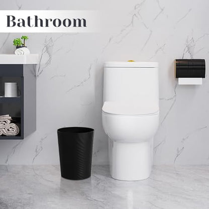 UUJOLY Bathroom Small Trash Can with Trash Bag Plastic Garbage Can Round Waste Basket for Bathrooms, Laundry Room, Kitchens, Offices, Kids Rooms, Dorms, 1.8 Gallons, 3 Pack (Black) - color: Black