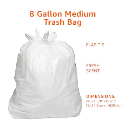 Amazon Basics 8 Gallon Flap Tie Trash Bags, Fresh Scent, 80 Count - size: 80 Count (Pack of 1)