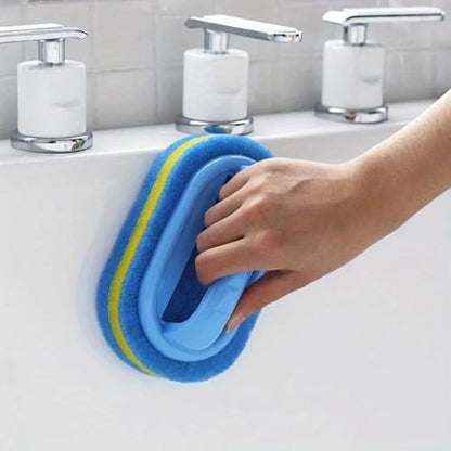 Ergonomic Cleaning Brush with Shower Sponge, Multi-Purpose Scrubber for Bathroom, Kitchen, Bathtub, Toilet, Efficient Deep Cleaning Tool, Blue - color: Blue