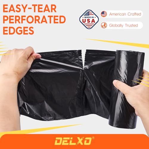 Delxo 55-60 Gallon Trash Bags, 100 Count – 0.9 Mil Medium Duty Garbage Bags, Durable & Puncture-Resistant Plastic Bolsas para basura, Perforated Design– Made in USA for Kitchen, Yard, Office (Black) - color: 60Gal-100Ct(Black)