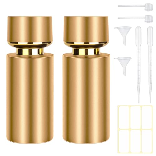 2pcs 50ml Glass Spray Bottle for Perfume,Refillable Travel Perfume Atomizer Bottles,Gold Portable Cologne Atomizer Empty Bottle. (Gold*2) - color: Gold*2