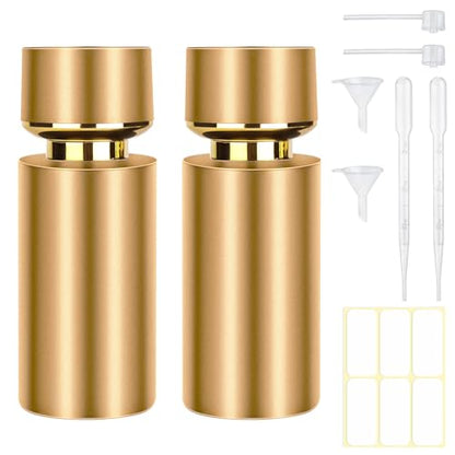 2pcs 50ml Glass Spray Bottle for Perfume,Refillable Travel Perfume Atomizer Bottles,Gold Portable Cologne Atomizer Empty Bottle. (Gold*2) - color: Gold*2
