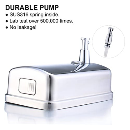 Commercial Soap Dispenser Wall Mount Stainless Steel Manual Liquid Pump Rust-Proof Leak Free for Bathroom (34 fl.oz./1000ml) - size: 34 fl oz