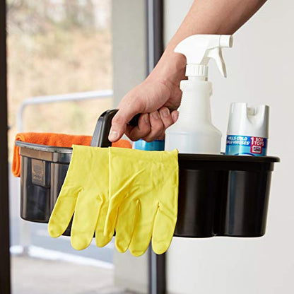 Rubbermaid Commercial Products Deluxe Carry Caddy, Black, Cleaning Storage for Wipes/Spray Bottles/Brushes/Dustpans/Gloves, Pack of 6 - size: 6 Pack