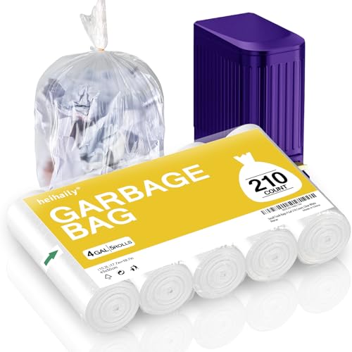 Small Trash Bags 4 Gallon Garbage Bags Bathroom Kitchen Office Waste Basket Liners, 10L, 210 Count, Clear White - style: PE-4Gal Clear 210