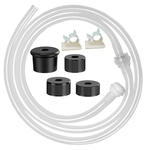 Under Sink Soap Dispenser Extension Tube Kit – 47" Hose with Check Valve & Weighted Ball – Connect Sink Dispenser to Large Dish Soap Bottle – No More Refills – Includes 4 Universal Bottle Caps