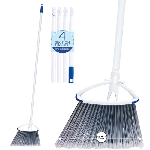 LOLA Large Angle Broom w/up to 14.25" Wide Sweeping, Bristles are Recycled Soda Bottles, Indoor Use & Tight Spaces, 1 Count